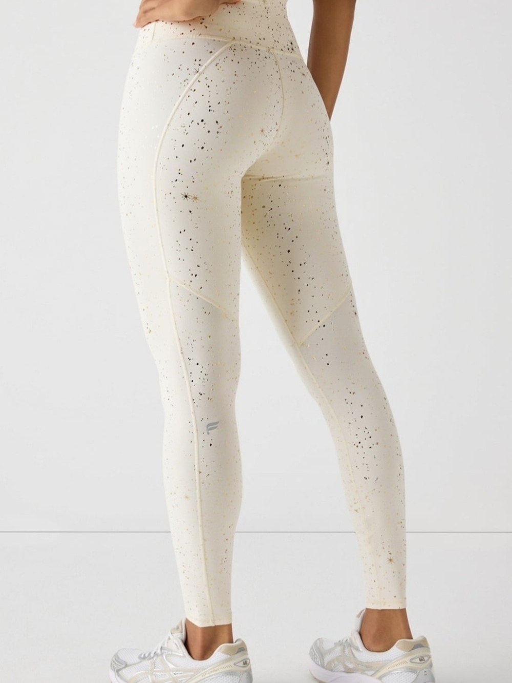 Fabletics Cream Leggings with Gold Speckle